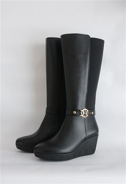 Botines Zapatillas Tacon Corrido Negras Botas Tacon Botin De Tacon